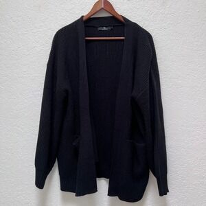LILLUSORY Womens Black Knit‎ Open Front Cardigan Sweater Size L